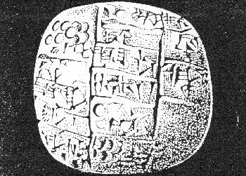 Tafel aus dem III. Millenium v.C. eines Dorfes aus Syrien.