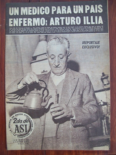 Portada de revista: «Un metge per a un país malalt: Arturo Illia».