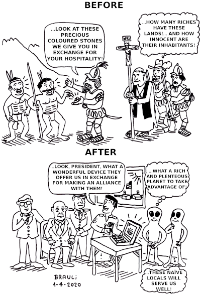 Settlers: Before and after. Drawing: Brauli. Settlers: Before and after. Drawing: Brauli.